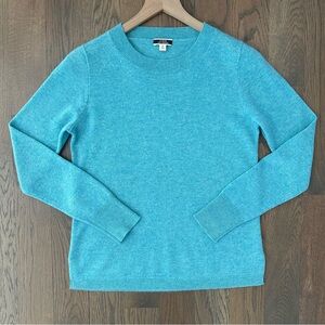 J. Crew Everyday Cashmere Crew Neck Pullover Sweater in Aqua Blue Small
